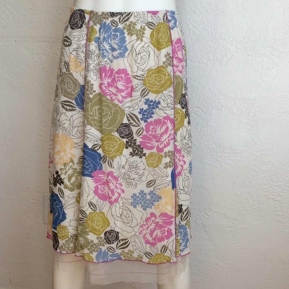 J.Jill floral midi skirt with net hem - Picture 2 of 8